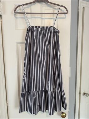 ATM Navy and White Striped Sundress